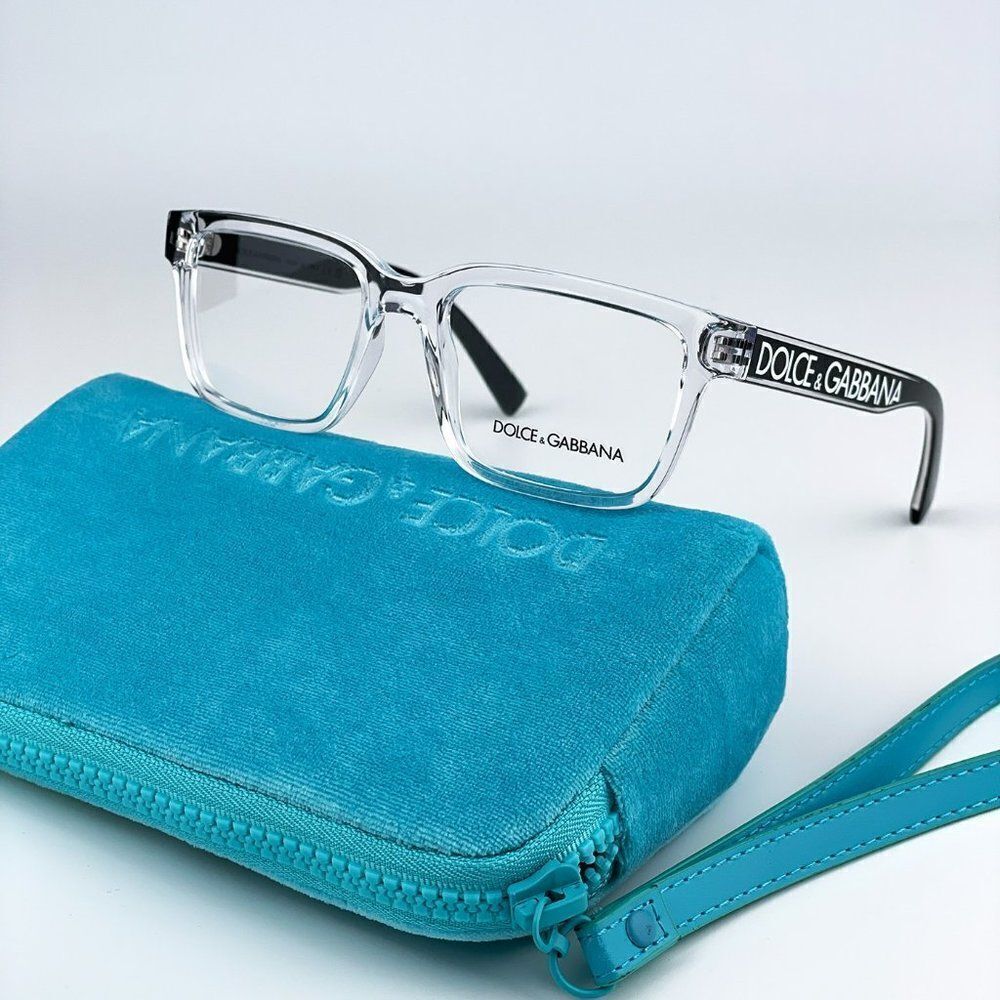 NEW D&G DG5102 3133 Crystal Black Rectangle Men Eyeglasses